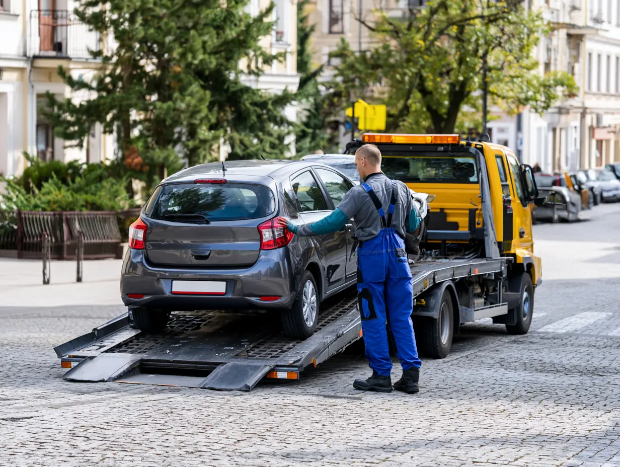 Odbiór auta lawetą u klienta